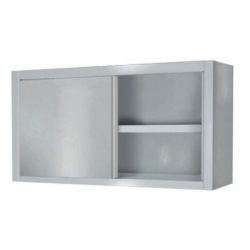 Wall element with plate rack and sliding doors