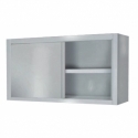 Wall element with plate rack and sliding doors