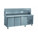 Ventilated negative refrigerated pizza prep worktables economical range - 400 x 600 - prof 800